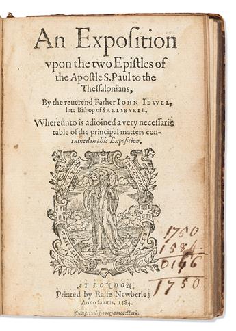 Jewel, John (1522-1571) Certaine Sermons Preached before the Queens Majestie; [bound with] An Exposition upon Two Epistles of the Apost